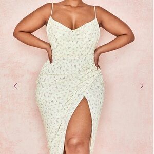 House of CB Daniela Floral yellow Dress with Slit